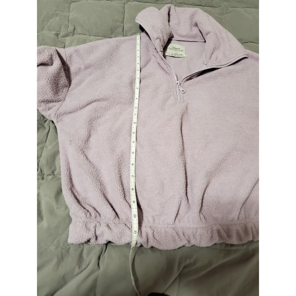 Urban Outfitters Lavender Plush Fleece 1/4 Zip Cropped Pullover Cinch Hem Sz S - Picture 5 of 12